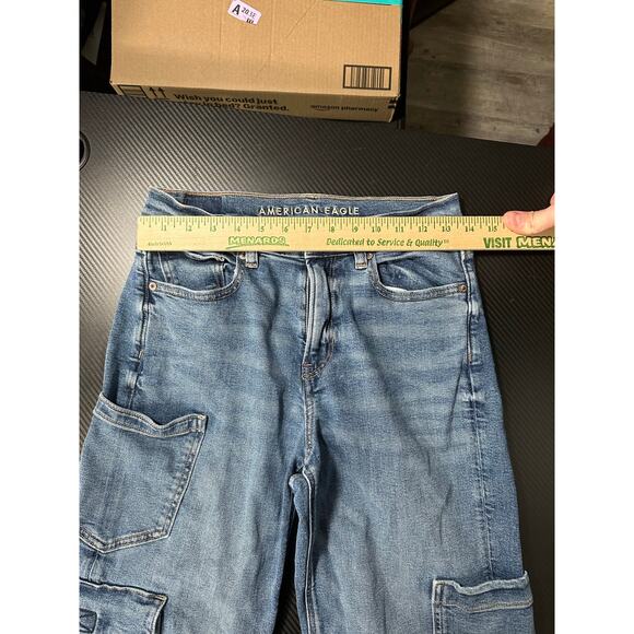 American Eagle Super Baggy High Rise Cargo Skater Jeans Size 2 Y2K Streetwear - Picture 6 of 15